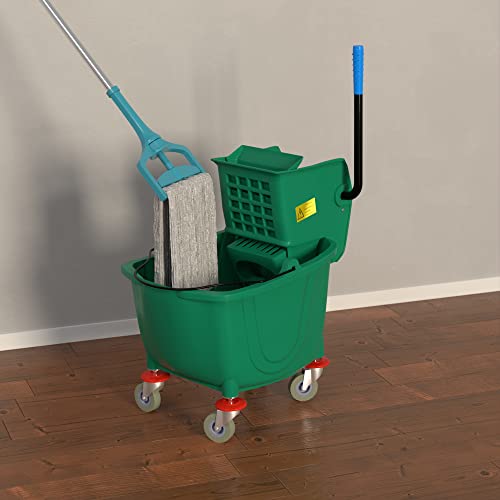 35 Qt. Green Mop Bucket & Side Press Wringer Combo - color: Green, size: 35 Qt.