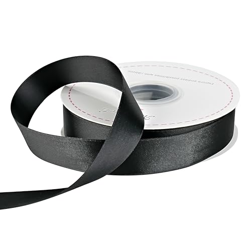 MAYREEL Black Satin Ribbon 1 Inch Double Faced 50 Yards - color: Black, size: 1 Inch