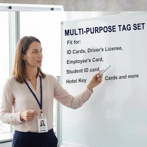 Marspark 200 Sets 4"x3" Name Badge Holder with Lanyard Bulk, Dark Blue - color: Dark Blue