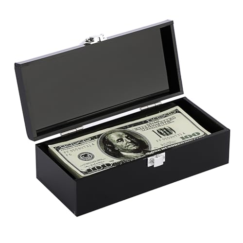 Hipiwe Acrylic Lockable Cash Box with Key Single Row Currency Tray, Black - color: Black