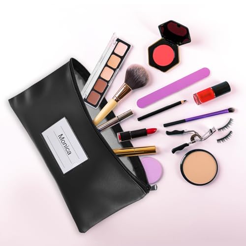 PATIKIL 11x6" Money Bank Deposit Bag with Zipper, 6 Pcs Leatherette Coin Check Wallet Pen Pouch Bag with Clear Window for Office Travel, Black - color: Black