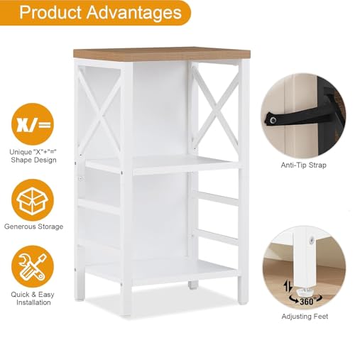 MNEETRUNG Small Bookshelf,3 Tier Industrial Bookcase with Metal Frame and Backboard,Low White Book Shelf,Book case for Small Spaces,Living Room,Bedroom and Home Office - color: White, size: 3-Tier (15.7"W x 11.8"D x 27.6"H)