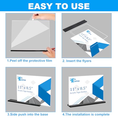 EHWINE 12 Pack Acrylic Sign Holder 8.5 x 11 Horizontal, Double-Sided Stand up Table Top Sign Holders, Clear Acrylic Picture Frame Menu Flyer Paper Holder Display Stand for Office Business Store Wedding Party(Black Base) - size: Horizontal 12 Pack 11x8.5 I