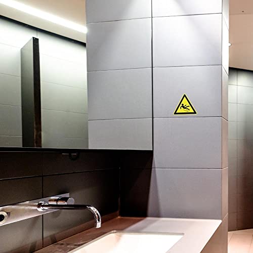dealzEpic - Slippery/Wet Floor Caution Sign - Yellow Triangle Warning Sticker - Set of 4 pcs - color: Slippery Floor Sign