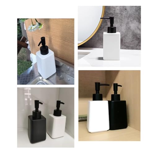 10OZ White Soap Dispenser Ceramic Square Hand Liquid Dispenser for Bathroom - color: Matte