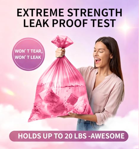 Small 2 Gallon Trash Bags Unscented, 0.78 Mil, Pink, 150 Count - color: 2gal-150-pink