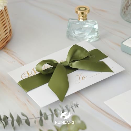 HUIHUANG Moss Green Double-Faced Satin Ribbon 1-1/2 inch x 100 Yards - color: Moss Green, size: 1-1/2 inch