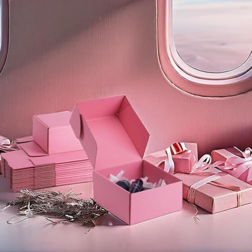 8x8x4 inch Pink Shipping Boxes for Small Business- Set of 25 - color: Pink, size: 8x8x4 Inch