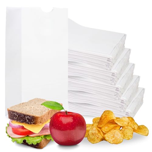 DURO 51004 4# White Paper Lunch Bags, 5 x 3.12 x 9.75 in, 500 Ct