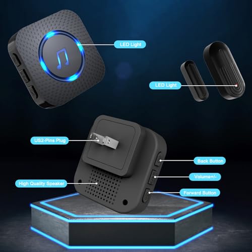 SanJie Door Chime Alarm When Open for Kids Safety, Home and Business - color: 4 Sensors + 3 Receivers Black
