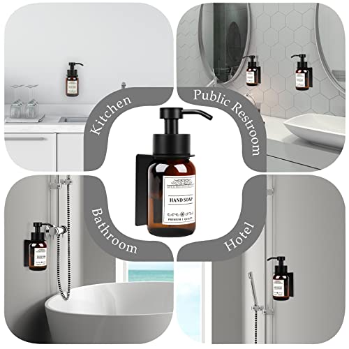 8.5oz Brown Glass Soap Dispenser 2 Pack for Kitchen Bathroom Black - color: Amber Set of 2
