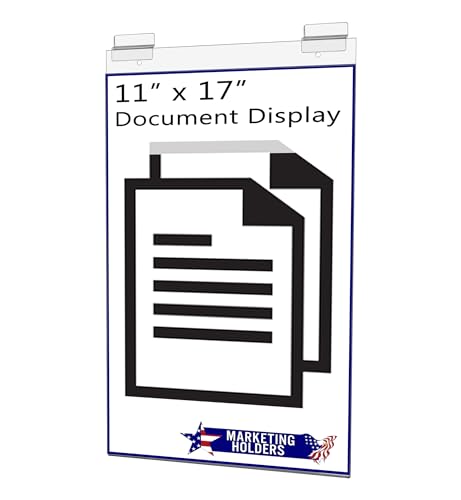Marketing Holders Slatwall Sign Holder 11 x 17 Large Poster Sheet Printed Materials Display Graphic Portrait Clear Acrylic Plastic Sleeve for Retail Stores