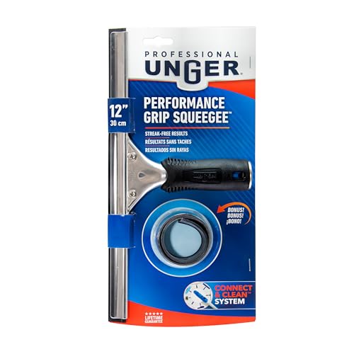 Unger Professional Connect & Clean Performance Squeegee for Glass & Window Care with Replacement Rubber,Heavy Duty Cleaning Supplies with Streak-Free Results,Handheld Cleaner Tool, 12 Inch(Pack of 10) - size: 12 Inch (Pack of 10), style: 12” Performance G