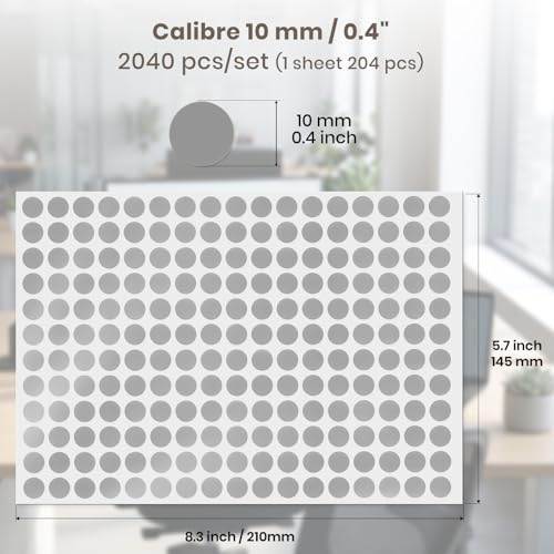 2040 Pcs Dot Stickers 0.4" Color Coding Labels, Grey - color: Grey