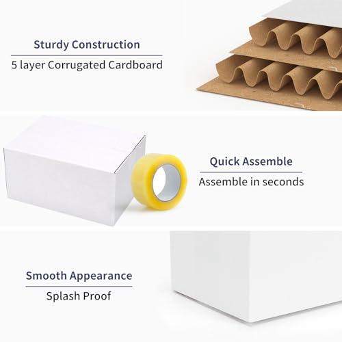 Shipping Boxes 8X6X4 Set of 18, Double Wall White Corrugated Cardboard Box for Mailing Business Packaging - size: 8x6x4 Inches