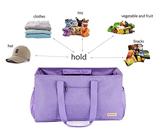 Extra Large Utility Tote Bag - Reusable Grocery Bags Foldable Heavy Duty - color: Purple, size: 1 piece