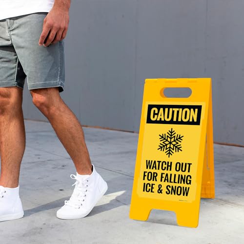 Caution Watch Out for Falling Snow and Ice Sidewalk Sign Kit, - size: 10x16 Inches, style: A-frame + 2 Panel Kit