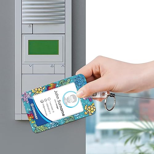 HAKUNEI Cute Sea Turtle ID Badge Holder with Lanyard Lanyards for ID Badges Ajustable Retractable Badge Reel Heavy Duty Funny Teacher Nurse Work Office Gifts - color: Colorful Turtle