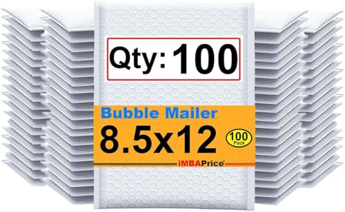 iMBAPrice 100#2 (8.5" x 12") Pure White Color SELF Seal Poly Bubble MAILERS Padded Shipping ENVELOPES (Total 100 Bags) - color: White Poly Bubble, size: 8.5"x12" Poly (100 Envelopes) Value Pack