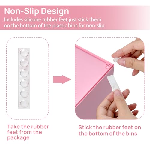 Vtopmart 4 Pack Small Clear Stackable Storage Drawers, Pink - style: Small-4pack-Pink
