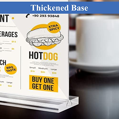 Acrylic Sign Holder 8.5 x 5.5, 8 Pack Double-Sided Standup Table Top Clear Sign Holders, T Shape Horizontal Plastic Acrylic Picture Frame Menu Flyer Paper Holder Display Stands for Office Store Wedding - size: 8 Pack 8.5x5.5''