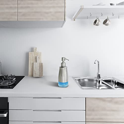 AUMIO 2-Pack Hand Soap Dispenser Set, Stainless Steel Case with Glass Liner - color: Silver (2 Pack)