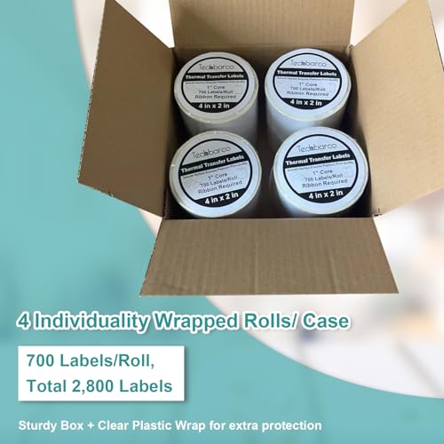 4 x 2 Inches Desktop Thermal Transfer Labels, Ribbon Required - size: 4x2 inches