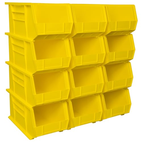 Akro-Mils 30240 AkroBins Plastic Storage Bins, 15"x8"x7", Yellow, 12-Pack - color: Yellow
