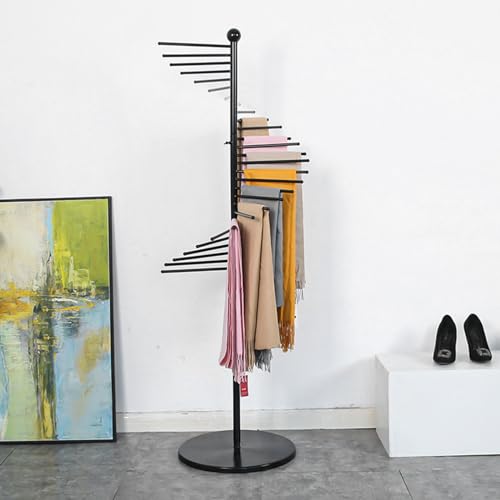 Scarf Rack Freestanding Metal Scarf Display Stand Spiral Hijab Organizer - color: Black