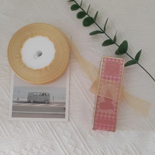1 Inch x 50 Yards Gold Sheer Organza Ribbon