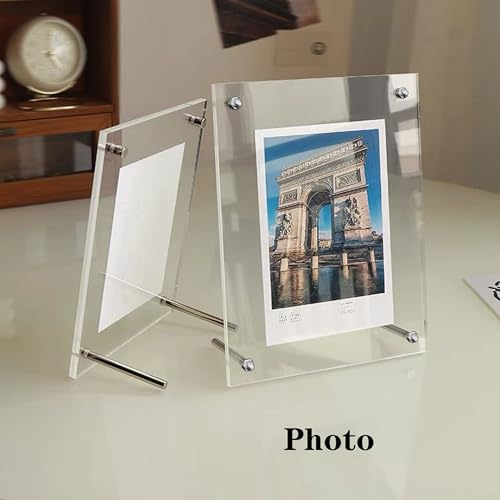 QR Code Signs,7.5 x 9.5 Inch Acrylic Menu Sign Holder with Metal Stand Office Table Clear Display Sign Stand Ad Photo Frame Holder Double-sided Menu Dispaly for Store,Office,Restaurant,Hotel,Home - size: 7x9 Inch,1 Pack