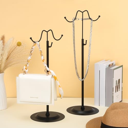 Weysat 4 Pcs Purse Display Stand Adjustable Metal Handbag Holder, Black - color: Black