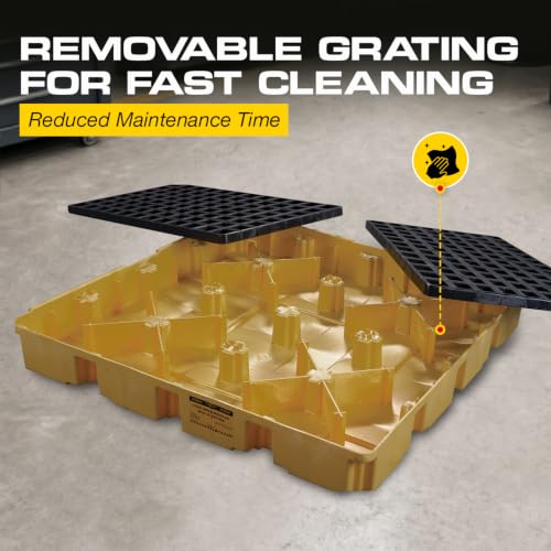 Eagle Square 4 Drum Spill Containment Pallet, Made in the USA, Yellow - color: Yellow, size: 4 Drum, style: No Drain