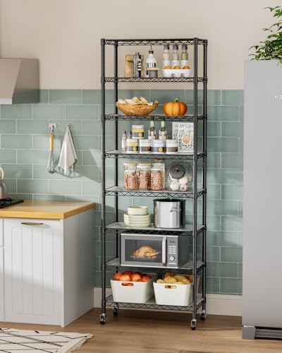 Golpart 8Tier Adjustable Storage Shelves Metal Wire Shelving Standing Shelf - color: Black, size: 8-tier-12"Dx22"Wx72"H