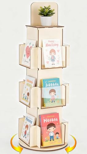 Natheeph 3 Tier Greeting Card Display Stand, Rotating Display Rack for Show - color: Wood