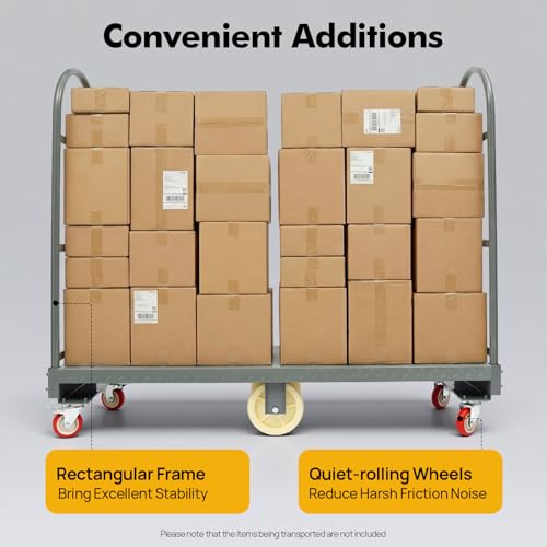 U-Boat Heavy Duty Platform Truck, 2000 Lbs Capacity U Boat Cart, 60.5"X15.7"X52.2" Steel Dolly Cart with Removable Side Fences, 6 Wheels and Foot Brake, Push Cartfor Material Handling - color: Black