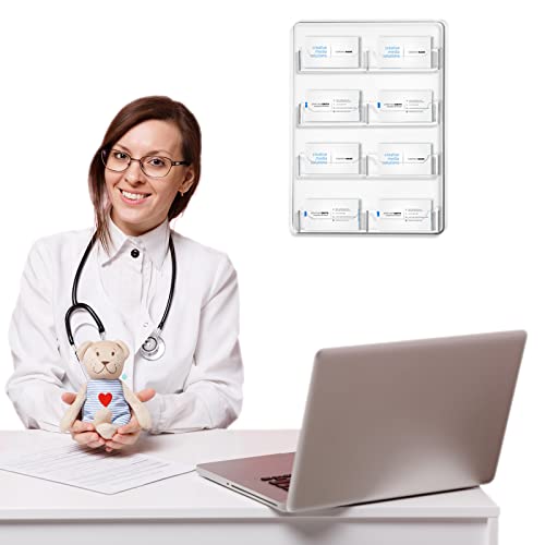 Hillban Acrylic Business Card Holder Wall Mount Office, 8 Pockets - size: 8 Pockets