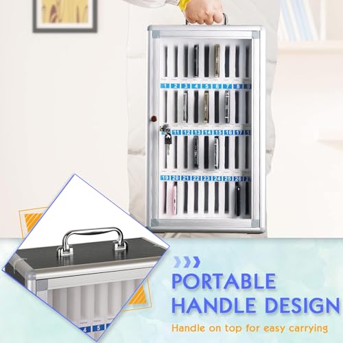 36 Slots Aluminum Alloy Cell Phone Locker, Phone Holder for Classroom - size: 36 Slots Black