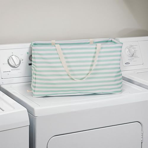 Household Essentials Teal Striped Krush Container All-Purpose Utility Tote - color: Teal Stripe