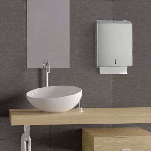 Paper Towel Dispenser Wall Mount - Multifold Trifold Paper Towel Dispensers, Large Capacity Stainless Steel Tissue Holder, Suitable for Bathrooms and Public Places - color: D-391 Silver Set