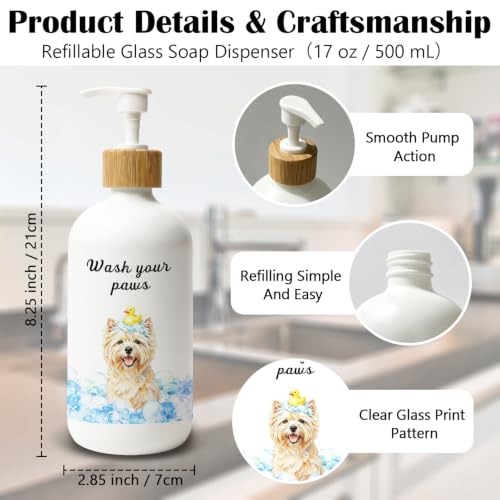 Yorkshire Terrier Gifts Glass Soap Dispenser with Pump - color: Yorkshire