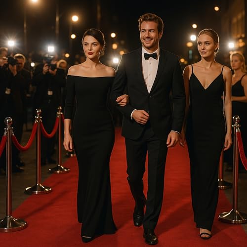 5 Ft Red Velvet Rope - 4 PCS Red Carpet Velvet Rope for Parties Crowd Ceremonies Hanging Stanchion for Queue Line Safe Control - color: Red + Silver