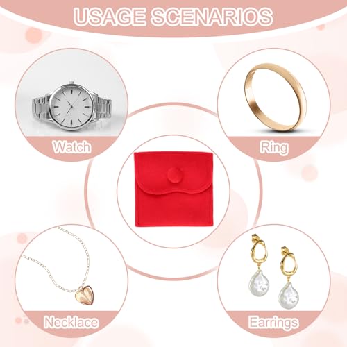 PATIKIL Velvet Jewelry Pouches, 6 Pcs Jewelry Packaging Gift Bags with Snap Button for Bracelet Rings Watch Necklace, (3"x3"/4"x4"/4"x5") Red - color: Red, size: (3"x3"/4"x4"/4"x5")
