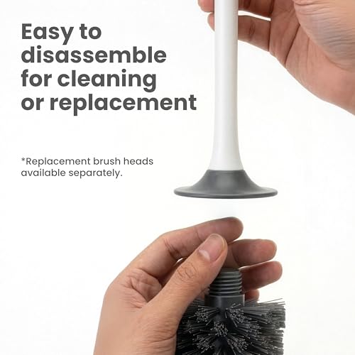 Vigar Zense Toilet Brush and Holder Set, Polyresin Stone, Terrazzo - color: Terrazzo