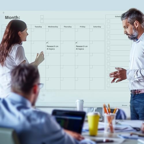 Magnetic Glass Whiteboard - 48"x36" Frameless Dry Erase Board with Monthly Calendar for Office, School, and Home - color: Mothly-b, size: 48" x 36"