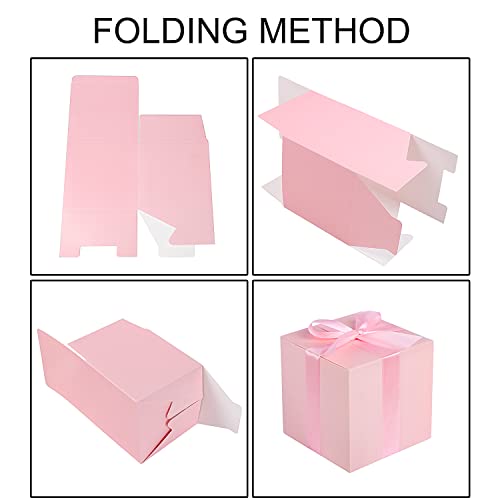 COTOPHER Small Gift Boxes 25 Pack 5x5x5 in Pink Gift Box with Ribbons - color: Pink, size: 5x5x5inch(Pack of 25)