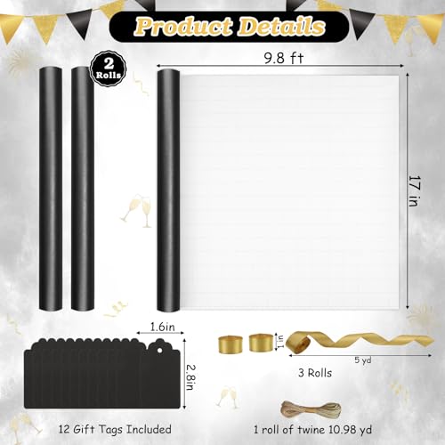 CORNER LACE Black Gold Gift Wrapping Paper Set, Pearlescent Wrapping Paper - color: Black
