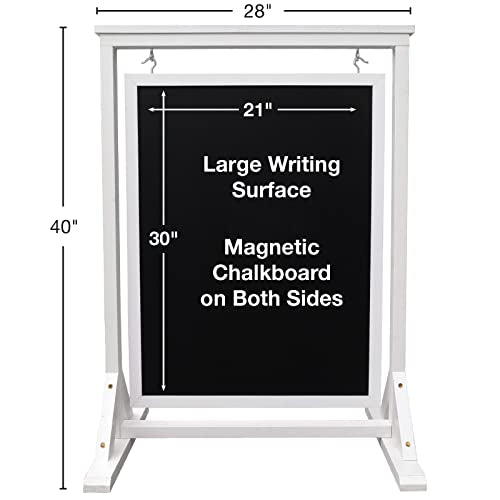 White Handcrafted Chalkboard Sign: Uniquely Designed Wooden Sidewalk Sign Message Board with Double Sided Display. Alternative to A-Frame & Sandwich Board Signs. Use Chalk or Liquid Chalk Markers. - color: White