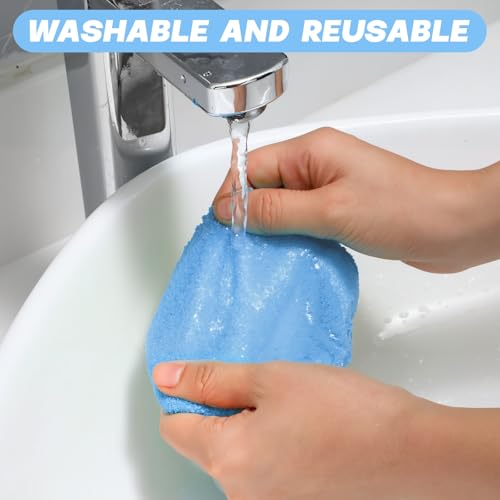 Baderke 10 Pcs Windshield Cleaner Tool Car Window Cleaning Supplies with Extendable Handle Include 6 Washable Microfiber Bonnets 2 Empty 60ml Spray Bottle Glass Wiper Kit(Light Blue) - color: Light Blue