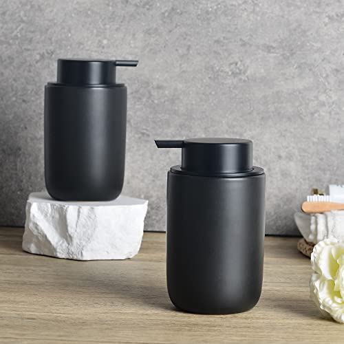 BosilunLife Black Soap Dispenser Set - 2 Pack 12oz Ceramic Soap Dispenser - color: Black-2 Pack